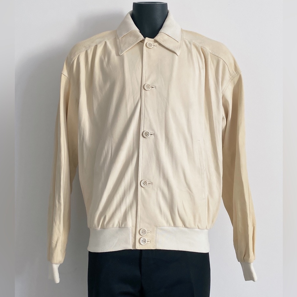 Yves Saint Laurent Cream Lambskin Leather Varsity Jacket YSL.

my FAVORITE